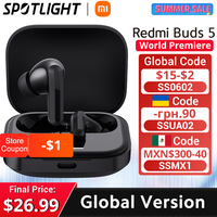 [World Premiere] Global Version Xiaomi Redmi Buds 5 AI Noise Cancellation for Call 40 Hours Battery Dual-device Connectivity