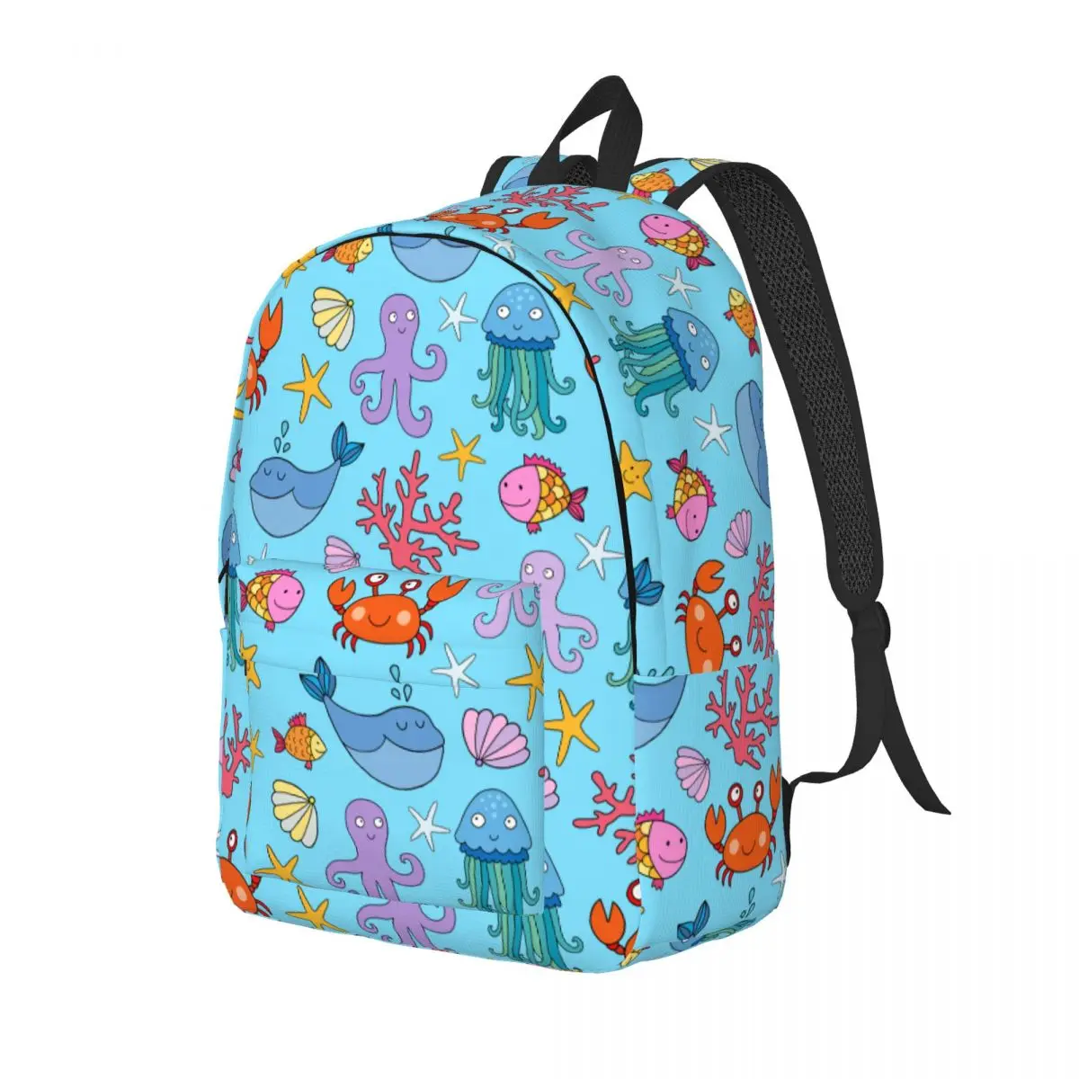 Cartoon Sea Whale Crab Octopus Jellyfish Backpack Middle High College School Student Ocean Creatures Bookbag Teens Daypack