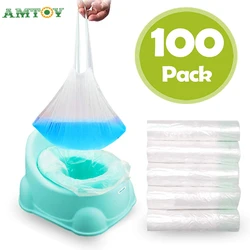 Forro da cadeira descartável do curso com cordão, assento universal do toalete do treinamento, sacos potty, saco de limpeza para a criança, 100pcs