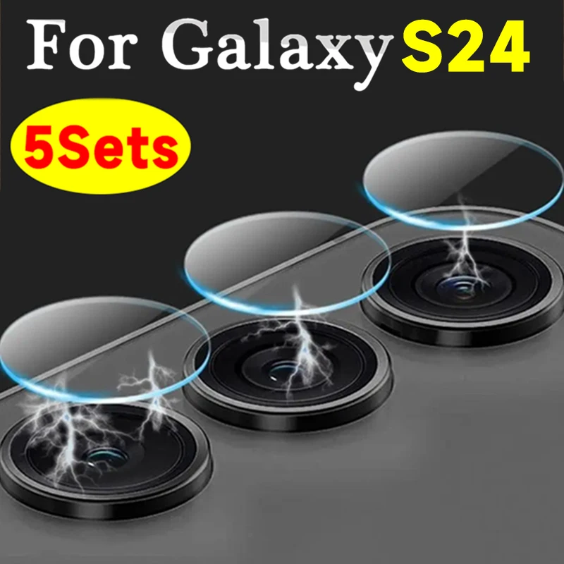 5-1Sets Tempered Glass for Samsung Galaxy S24/S24 Plus/S24 Ultra HD Anti-scatch Camera Lens Cover Protective Film for Galaxy S24