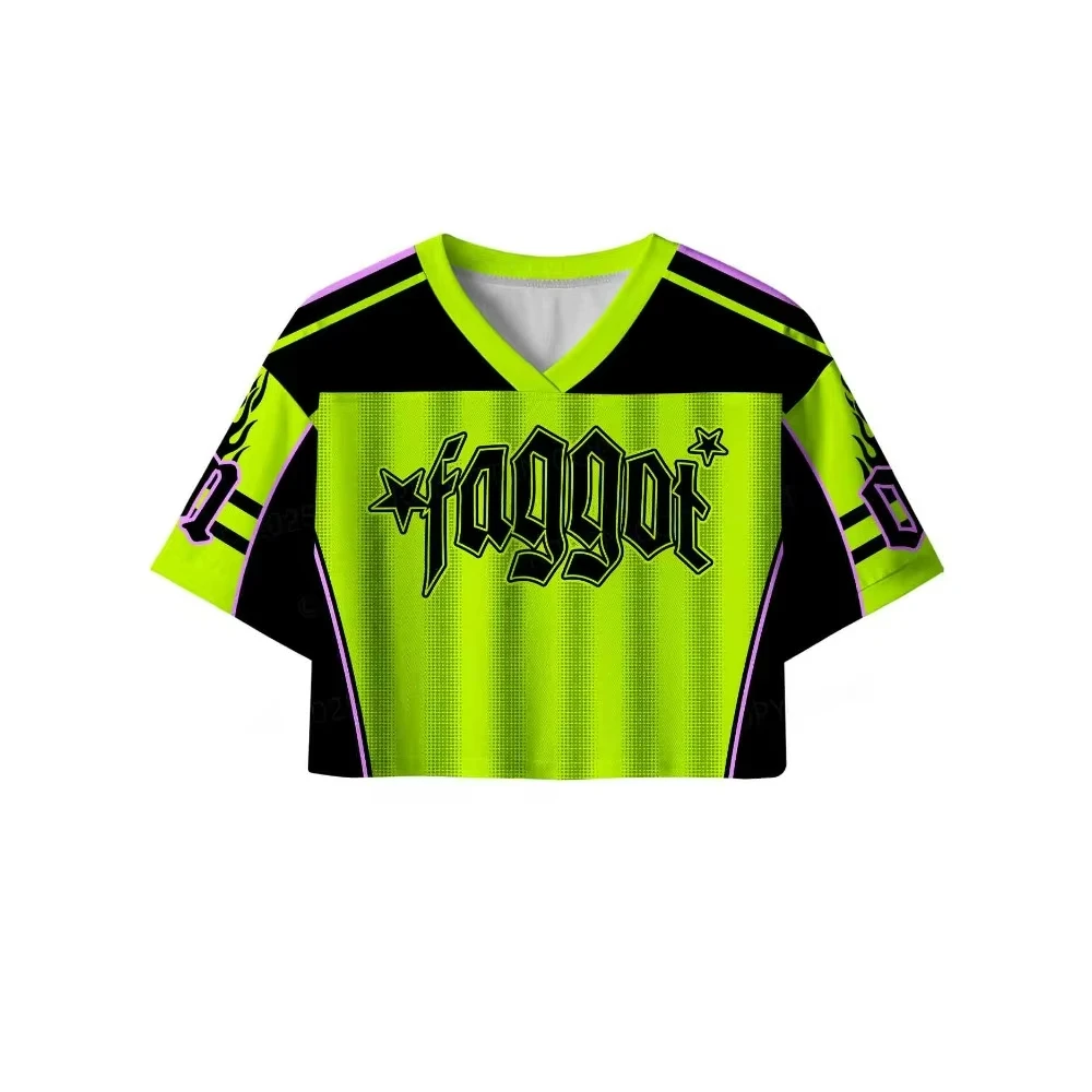 Trendy Y2K Sportswear Popular Mesh Funny Streetwear Sportswear Sport V-neck Crop Tops Soccer Jersey Women's and Men's Clothing