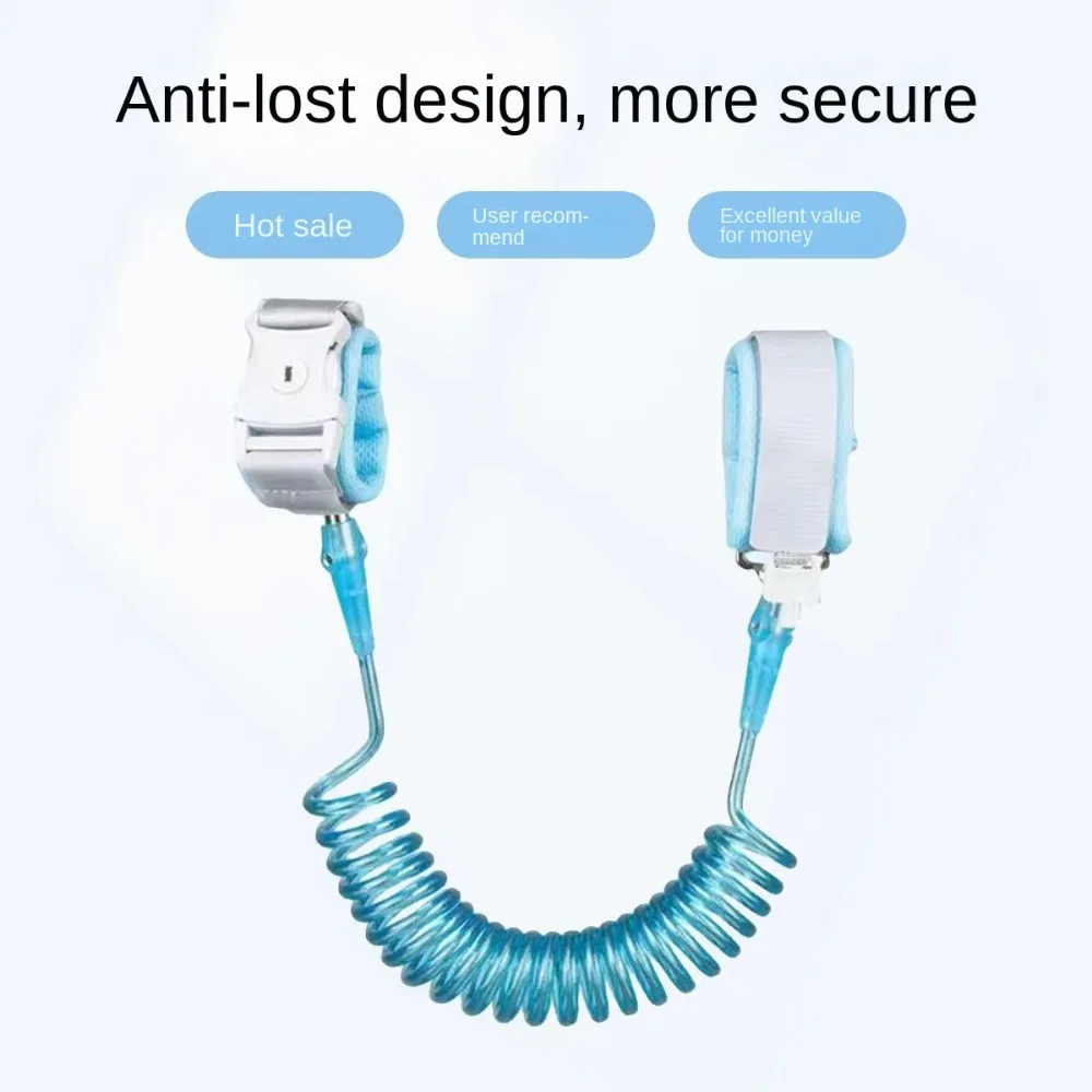 6.56ft مكافحة خسر المعصم ربط رأس دوار مع مفتاح قفل طفل المقود الطفل المشي اكسسوارات الأزرق الوردي حزام الأمان للأطفال #2