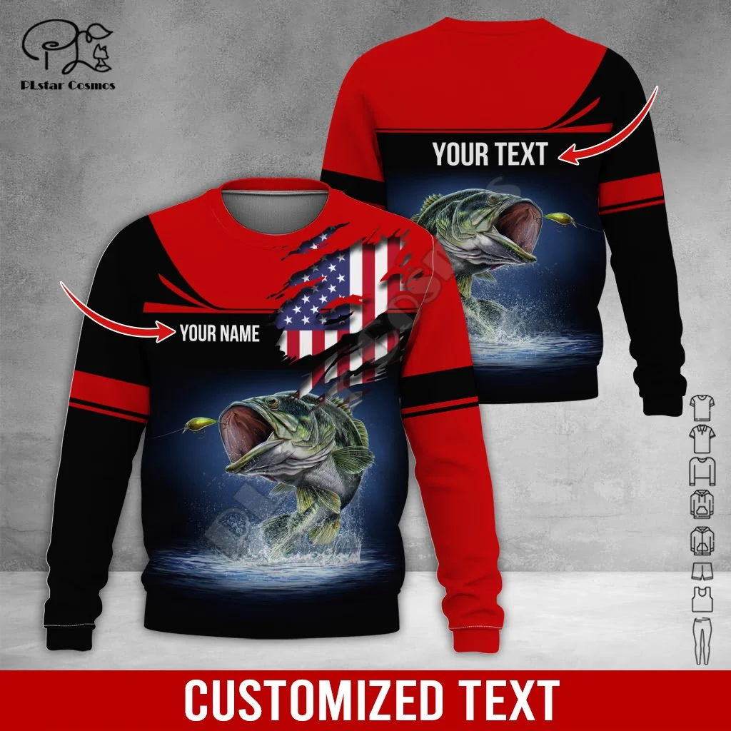 PLstar Cosmos BassTuna Fishing Camo Tattoo Fisher Custom Name Tracksuit 3DPrint Men/Women Streetwear Pullover Casual Hoodies A2