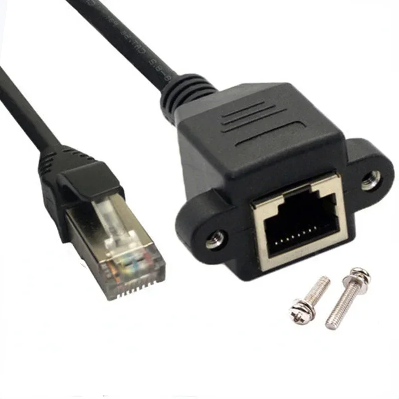 8P8C FTP STP UTP RJ45 Kabel męski do żeńskiego 100M/1000M Prędkość Cat5 Cat6e Śrubowy przedłużacz sieciowy Ethernet LAN do montażu panelowego