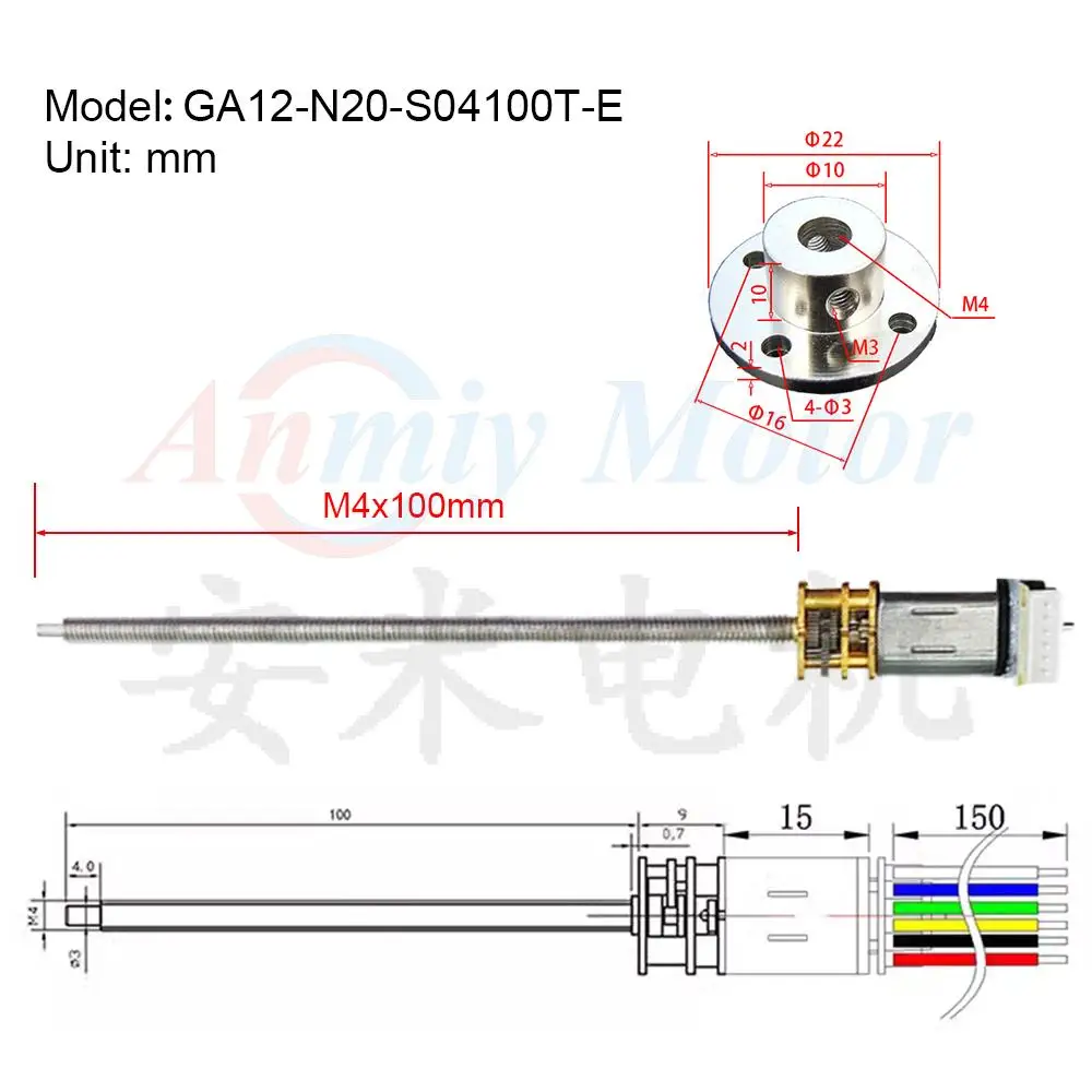 GA12 N20 M4 * 100mm DC 12V Gear Motor with Encoder 9V 5V 3V Thread Shaft Mini Micro Metal Gearwheel 30 3000 RPM 7PPR Hall Sensor