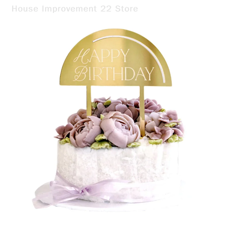1pcs Half Circle Simple Letter Style Happy Birthday Cake Dessert Plugin Birthday Party DIY Decoration