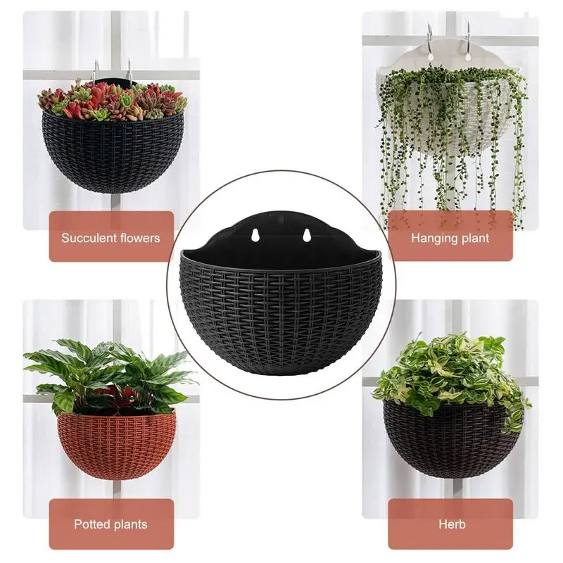 Hand Exquisite Wall-mounted Plastic Basket Indoor Outdoor Storage Flower Pot Plant Container Home Living Room Decoration