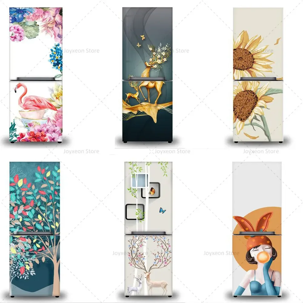 

Kitchen Refrigerator Sticker Simple PVC Waterproof Self-adhesive Poster Landscaping Decoration Refrigerator Sticker