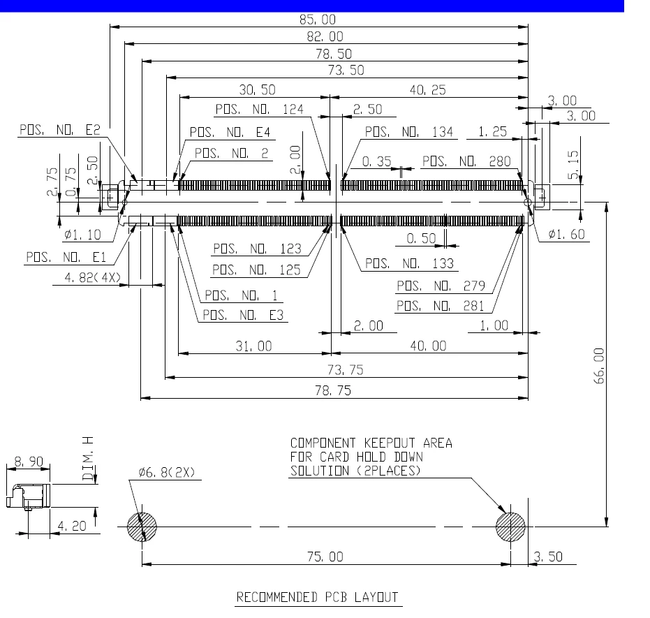 As0B821-S55B-7H/Pci-E/5.5H/314P/0.5 مم/ملصقات أفقية