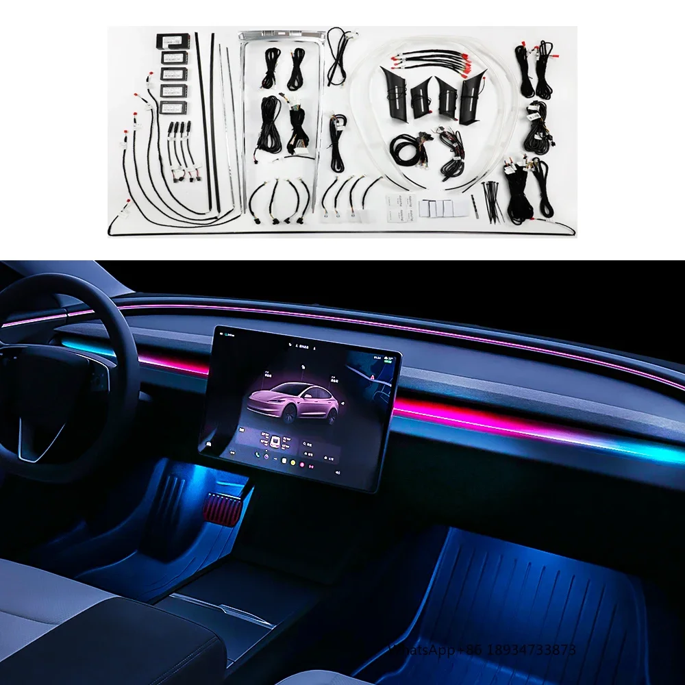 For Tesla Model 3 Highland 2023 2024 Ambient Light LED Atmosphere Lamps Car Interior RGB Backlight Car Modifications