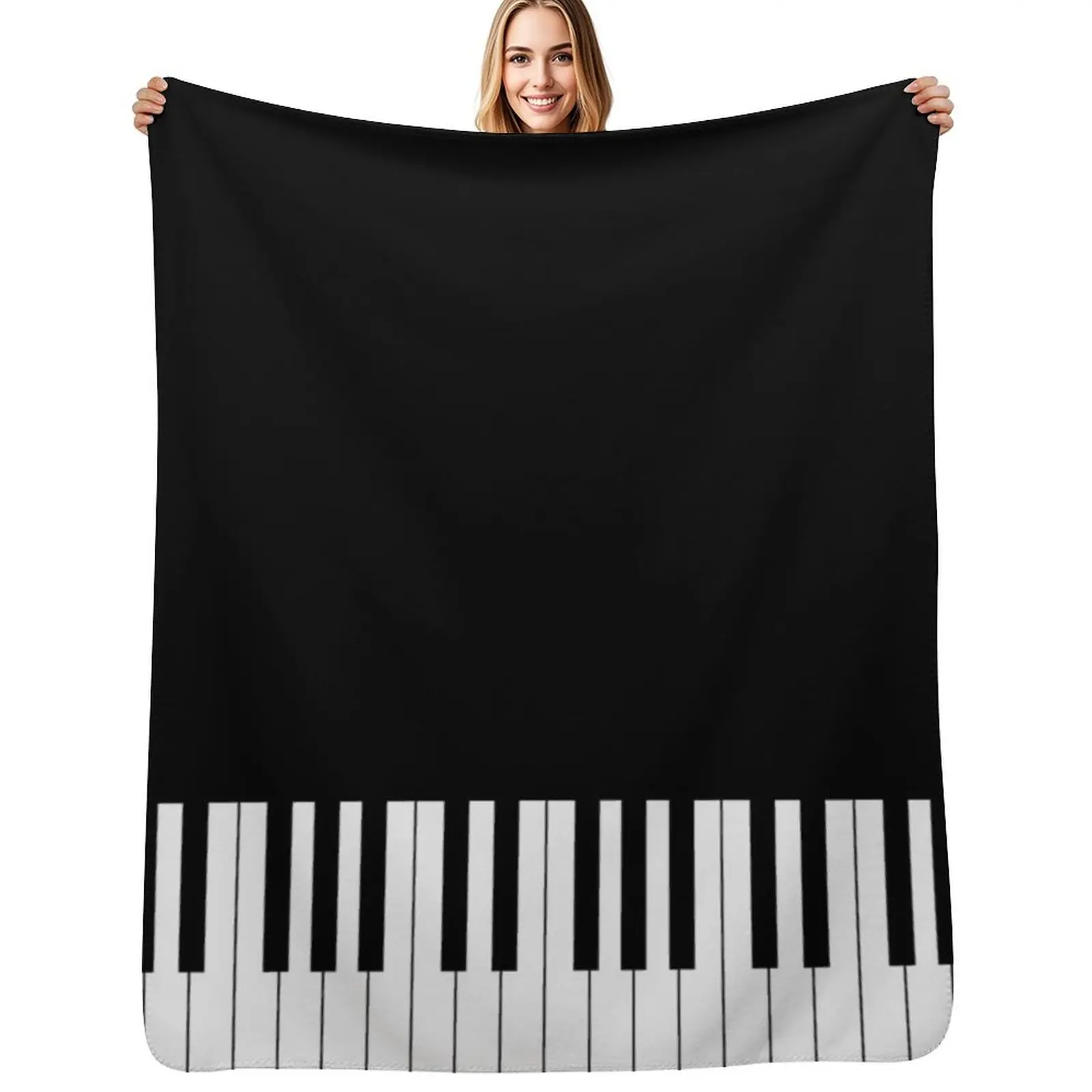 Piano keys Black & white Throw Blanket Shaggy Sofa Throw Cute Plaid Fashion Sofas Nap Luxury Blankets