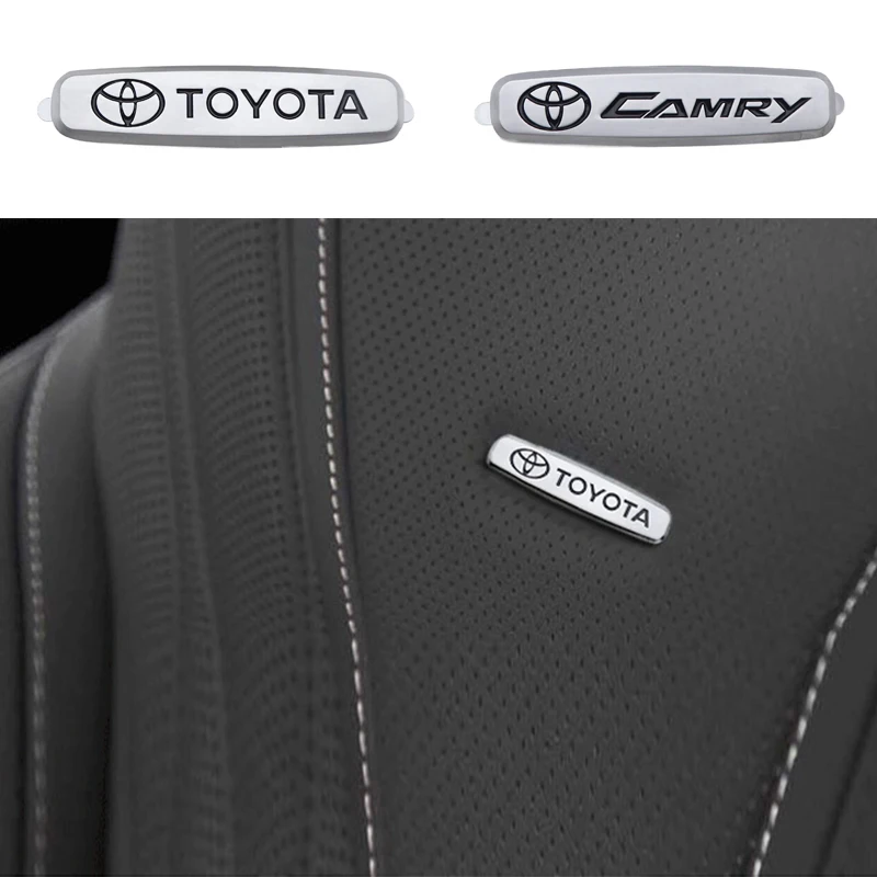 2pcs/1pair metal Car seat Emblem Logo Clips Console Decoration Badge Sticker Car Backrest Headrest Emblem Accessories For TOYOTA