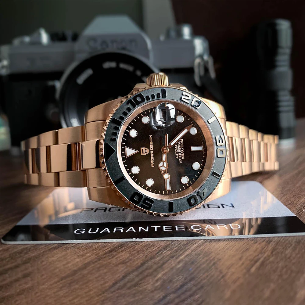 PAGANI DESIGN 40MM Mechanical Watch 8215 Movement Sapphire Glass Stainless steel Diver Style Elegant for Men Automatic watches