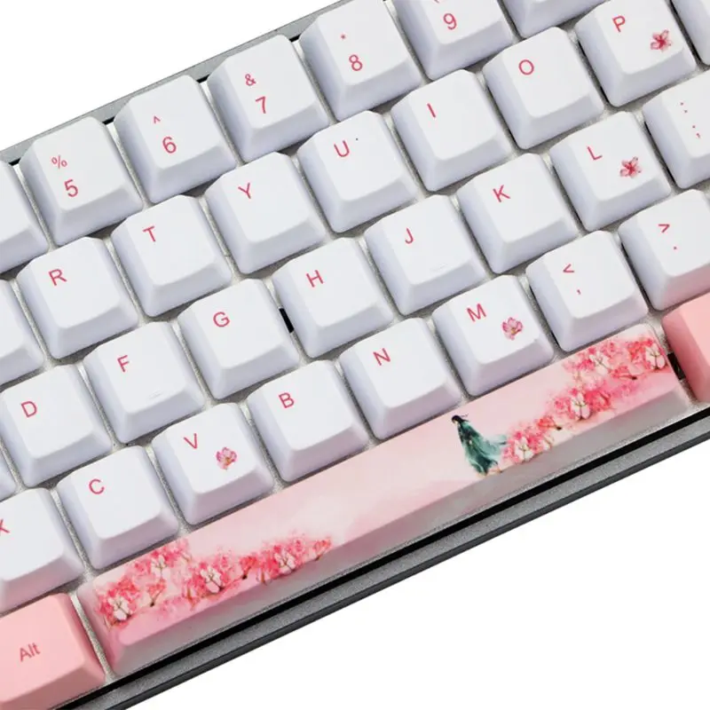 PBT Personalisasi Keycaps DIY Keycaps untuk Gaming Mechanical Keyboard Pink Keycaps Computer Peripheral Drop Shipping