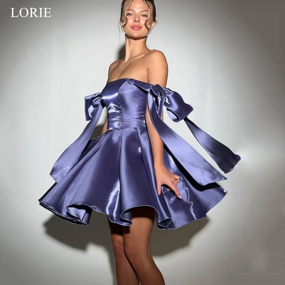 

Вечернее платье LORIE: сексуальное, мини, блестящее, атласное, с бантом, открытыми плечами, приталенное, шикарное, для вечеринок, А-силуэт, бальное платье, 2026, на заказ