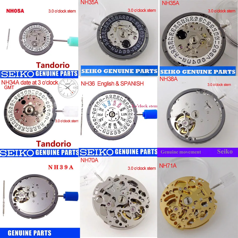 High Quality Japan Genuine NH35 NH38 NH05 NH34 Automatic Mechanical Watch Movement Date 24 Jewels High Accuracy Watch Parts