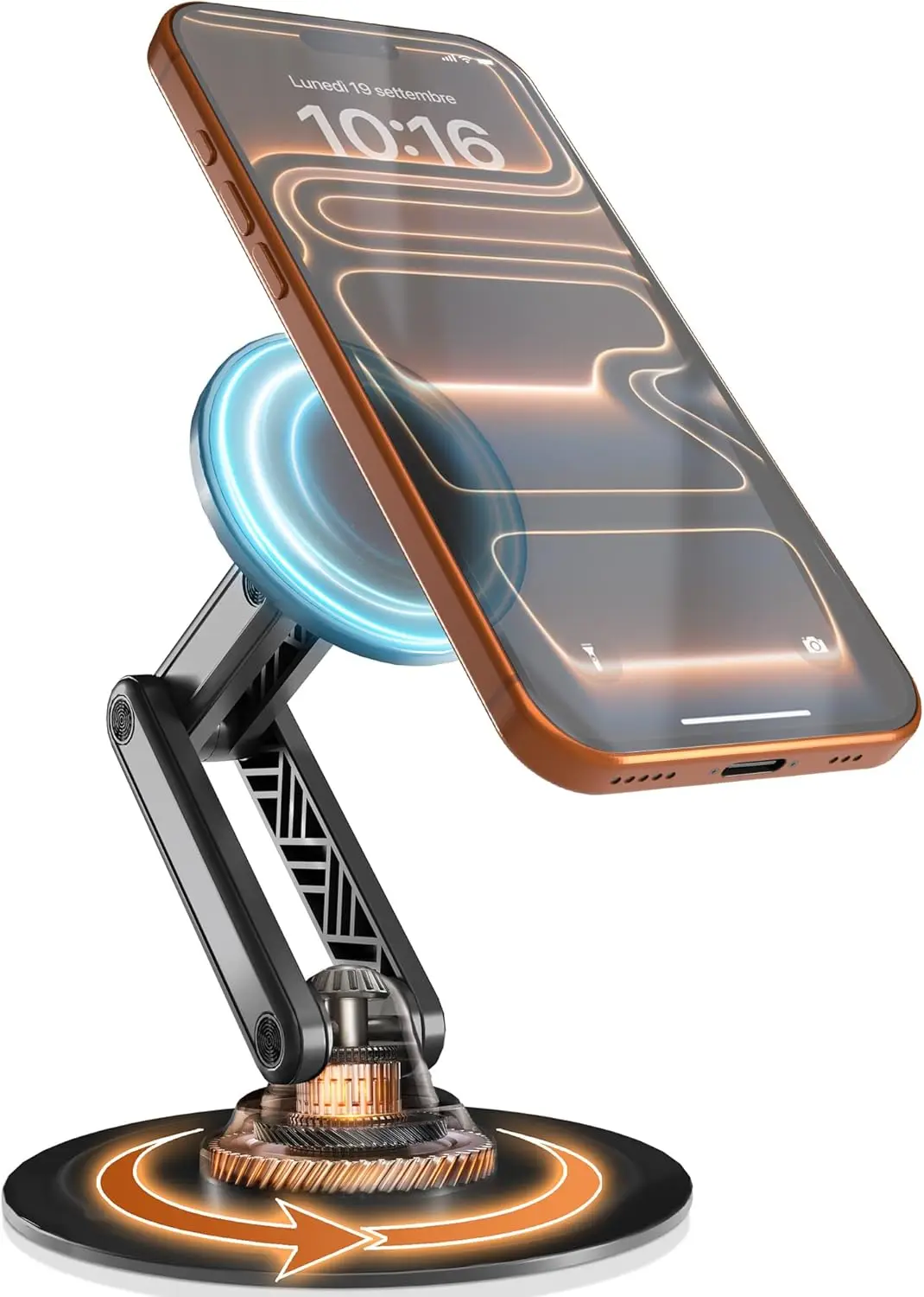 

COOPER Mag360, Desktop MagSafe Stand for iPhone 17 Pro Max (16/15/14/13/12), Magnetic Phone Holder for Desk, 360° Rotating, Heig