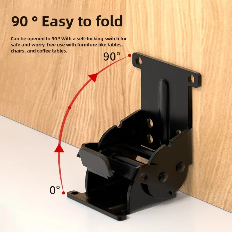 2Pcs 90/180 Dgree Folding Brackets, TopDirect Lock Extension Support Bracket Foldable Self Lock Hinges for Table Bed Leg Feet