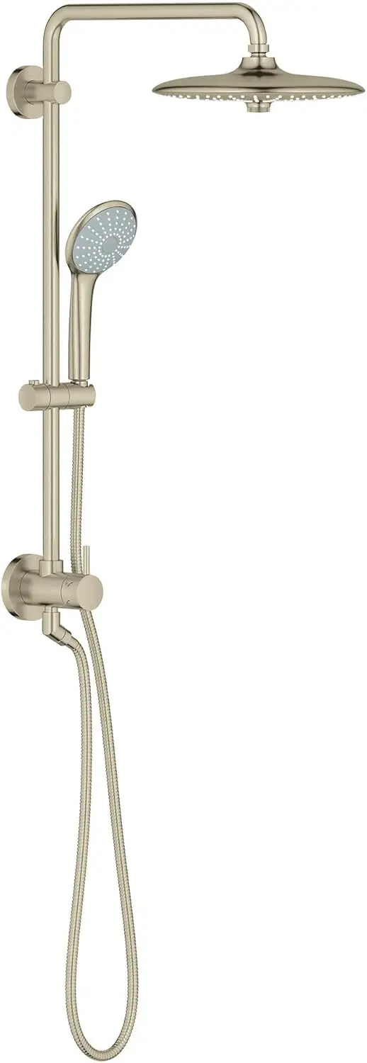 Retro-Fit Euphoria 25 Inch Shower System 2.5 GPM Brushed Nickel Angle Adapter To Prevent Hose Interfering with Shower Valve