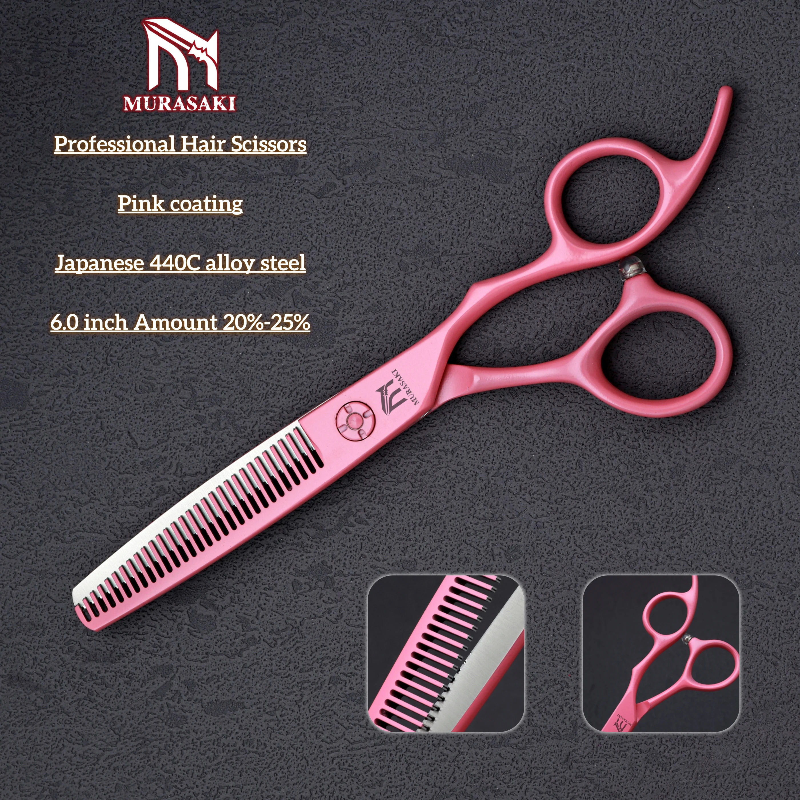 MURASAKI 6 inch Professional Barber Scissors, 440C Steel Hair Thinning Shears, High-End Hair Cutting Machine, Hair Cutting Tools