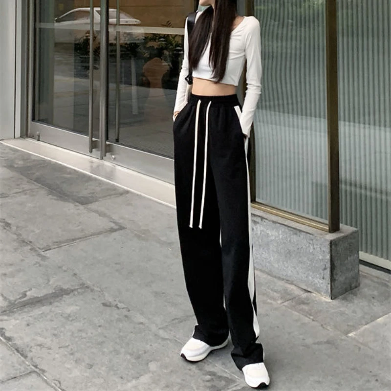 Sporty Style Pants Women Spring Young Ins Fashion Students Loose Leisure All-match High Waist Soft Retro BF Streetwear Harajuku