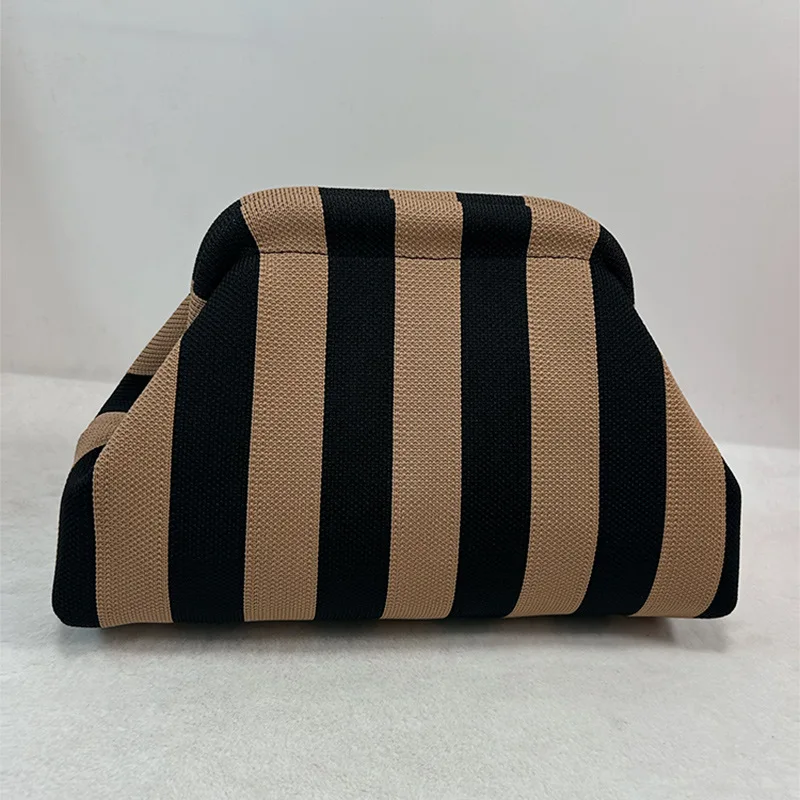 Woven Crochet Handbags for Women Summer Beach Clutch Bag Purses Knitting Dumpling Clutch Ruched Cute Cloud Casual Colorblock Bag