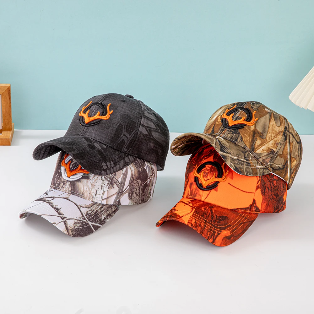 Modische Baseballkappen mit Hörner-Stickerei für Männer und Frauen Tarnmuster Taktischer Sonnenhut Frühling Herbst Outdoor-Sport Angeln Visiere – Detail 14