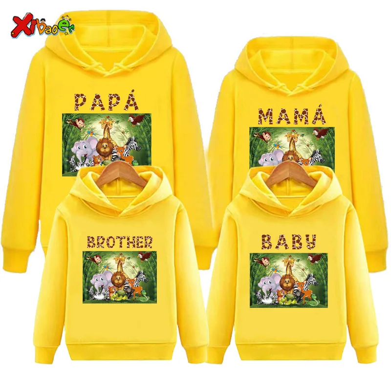 Family Matching Outfits Sweatshirt Hoodie Spring 2022 Safari Floral Zoo Wild Birthday Clothing Matching Kids Vacation Outfits