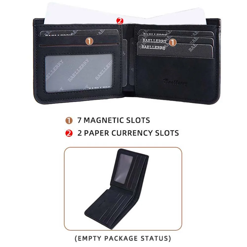 Kurze Geldbörse aus PU-Leder für Herren, multifunktional, Ausweishalter, 2-fache Geldbörsen, Kreditkartenetui, einfarbig, kleine Taschengeldbörse