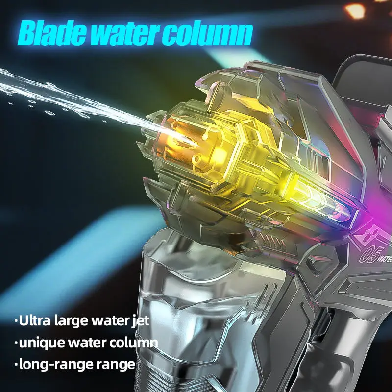 Children Electric Water Gun Toy Automatic Continuous Shooting Squirt Gun with Flashing Light Summer Outdoor Game Toys for Kids