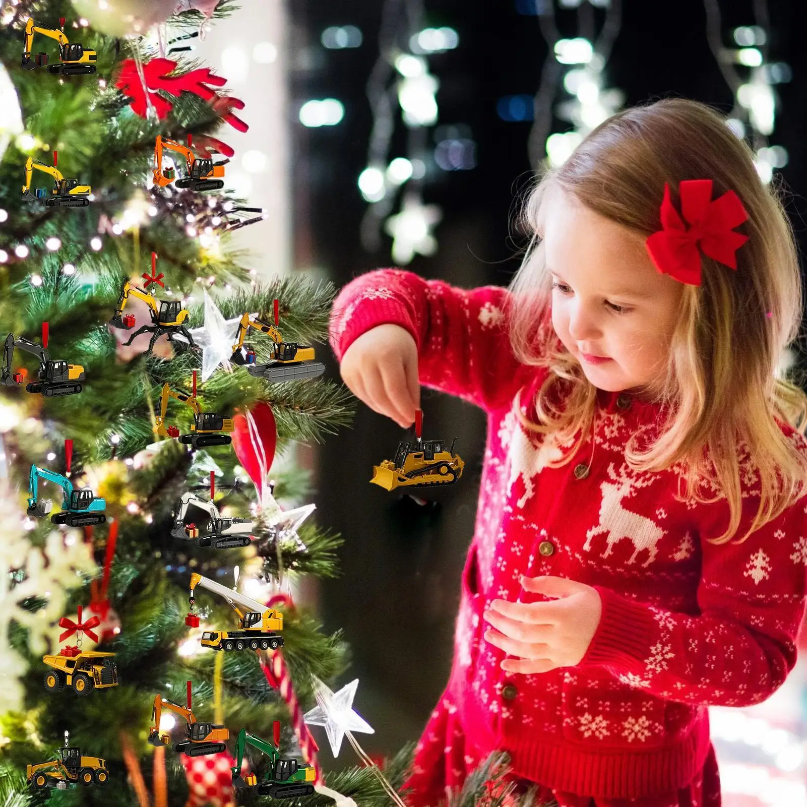 

Рождественский адвент-календарь 2D плоский акриловый строительный автомобиль украшения тяжелое оборудование 2025 рождественский календарь обратного отсчета орнамент