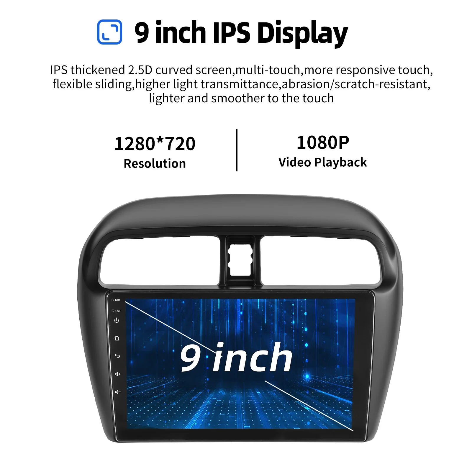 Autoestéreo ESSGOO Android 15 9" 4+64 GB para Mitsubishi Mirage/Mitsubishi Space Star/Dodge Attitude CarPlay Navegación GPS Bluetooth WiFi RDS FM 2+32 GB CANBUS Mirror Link Control de Volante Android Auto 4