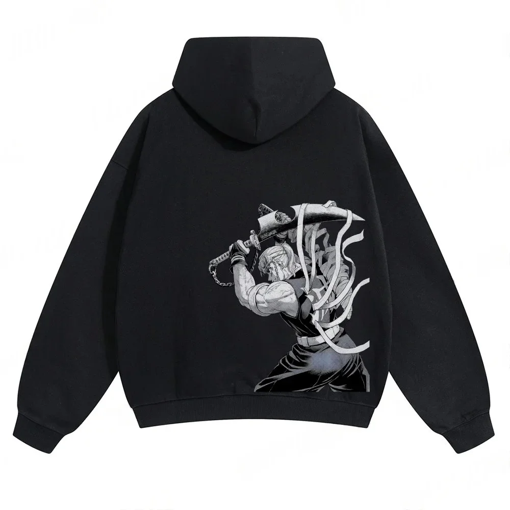 Bluza z kapturem Demon Slayer: Kimetsu no Yaiba Tengen Uzui Anime Wiosna Jesień Chłopięca Bluza z Długim Rękawem Strój Rodzinny