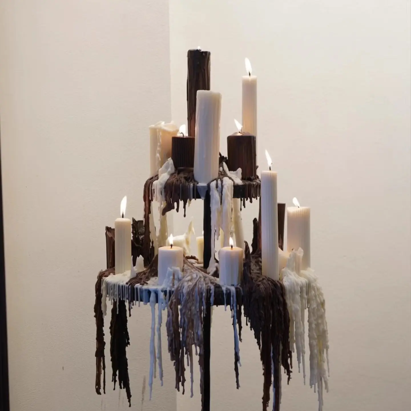 Vintage wrought iron candle holder fringe decoration multi-layer storage table home decoration high-end sense customization
