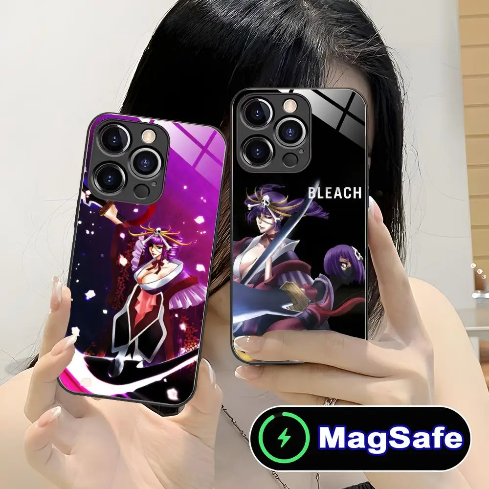

Чехол для телефона Bleach Katen Kyokotsu для iPhone 16, 15, 14, 13, 12, 11 Pro Max Plus Mini MagSafe, защитный чехол для мобильных телефонов со стеклянным цветом