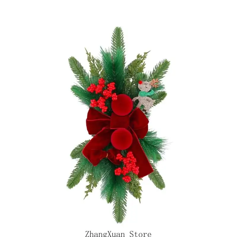 Weihnachten Weinrot Samtige Beeren Hängen Baum Simulation Kranz Schmuck Für Urlaub Party Tür Wand Dekore 3XUF – Detail 2