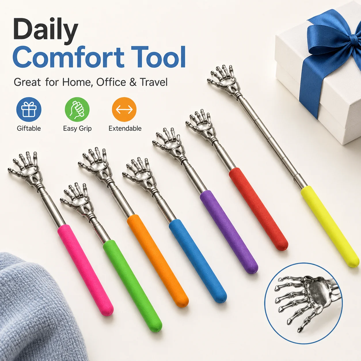 Telescopic Stainless Steel Back Scratcher Tool