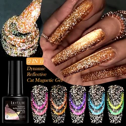 LILYCUTE 7ml Dynamic Reflective Cat Magnetic Gel Fall Winter Shining Sparkling Glitter Double Light Effect Nail Art Gel Varnish