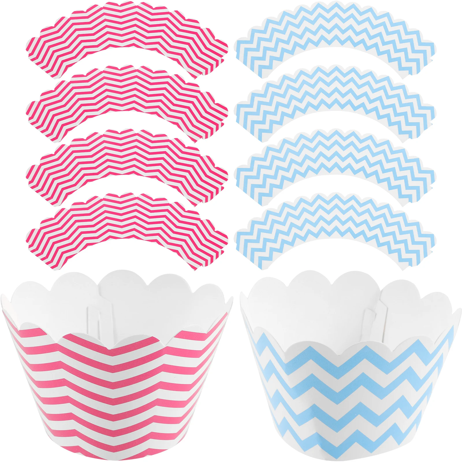 

24 Pcs Cake Edge Mold Baking Cups Paper Muffin Cupcake Liners Disposable Holiday Wrappers Cases Colorful Wave Hard Baking Oil