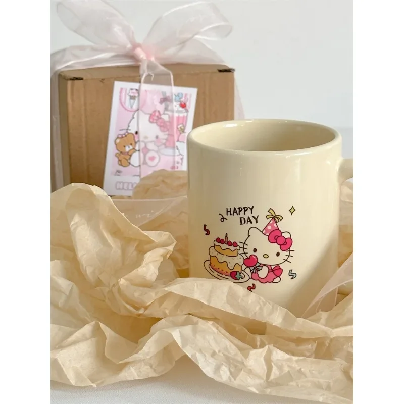 Creatieve Hello Kitty Verjaardag Keramische Mok Meisje Jongen 300 ml Sanrios Thuis Paar Koffie Melk Thee Ontbijt Water Cup Gift Servies