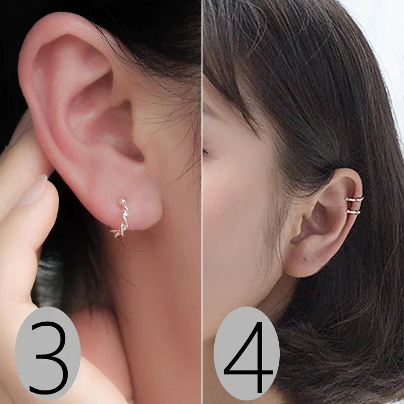 Trusta  2pcs 100% 925 Sterling Silver Clip on Earrings Ear Cuff  For Women Girl Lady Without Piercing Earring Jewelry DS534