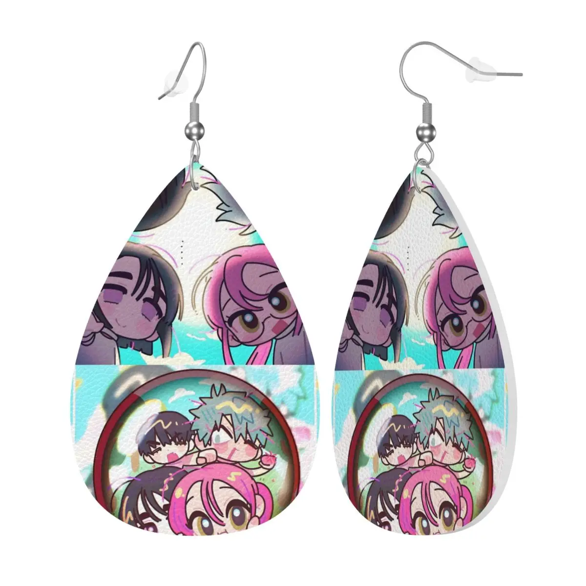 Custom Drop Dangle Earrings Alien Stage Anime Leather Teardrop Earrings Cartoon PVC Leather for Gifts Dainty Jewelry
