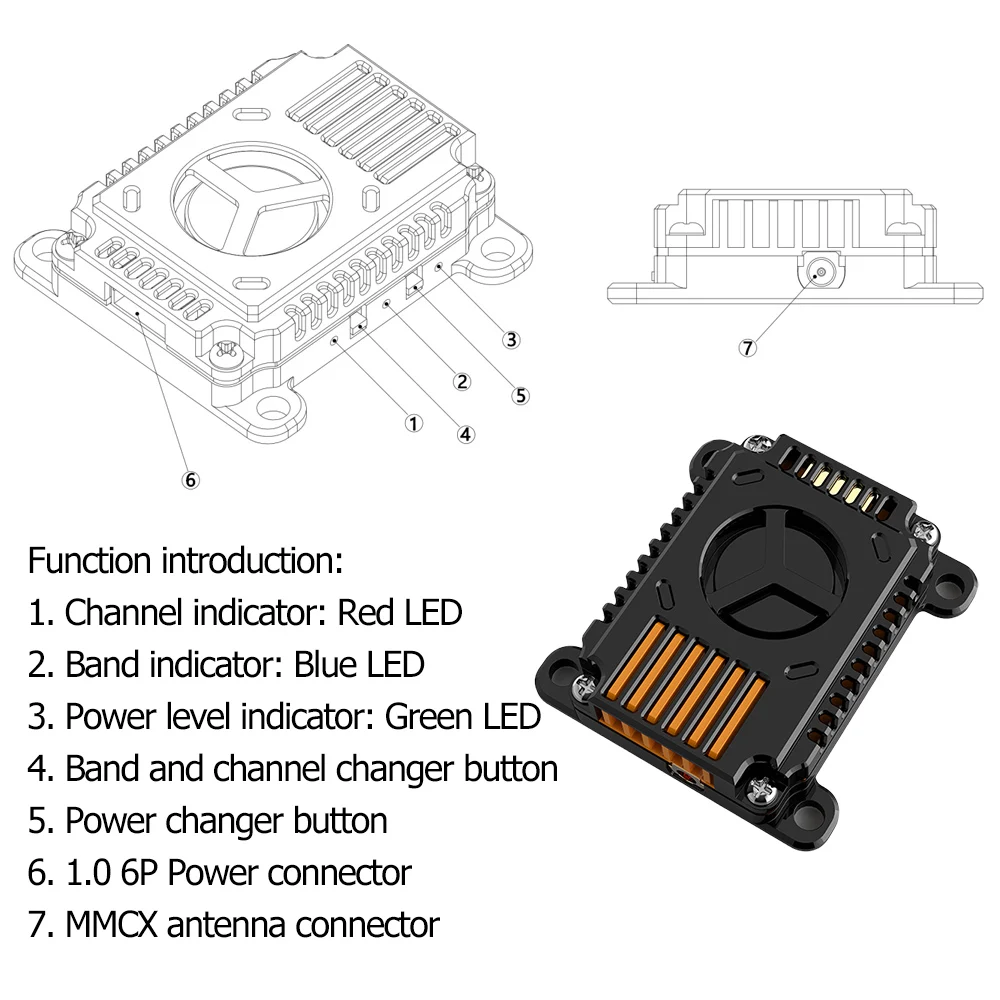 5.8G 5.8GHz 4W FPV VTX 48CH 4000W Video Transmitter Built in cooling fan/Microphone for Long Rang Racer Drone Multirotor Parts