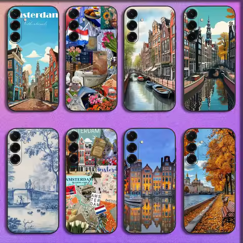 Amsterdam the Netherlands Phone Case For Samsung S25,S24,S21,S22,S23,S30,Ultra,S20,Plus,Fe,Lite,5G Black Cover