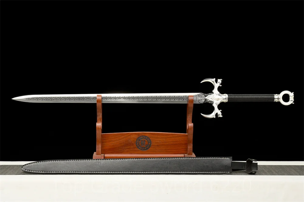 Excellent  Knight Sword Battle Ready Sword Forging Handmade Martial Art Sword Spring Steel Blade Full Tang Leather Sheath view 4