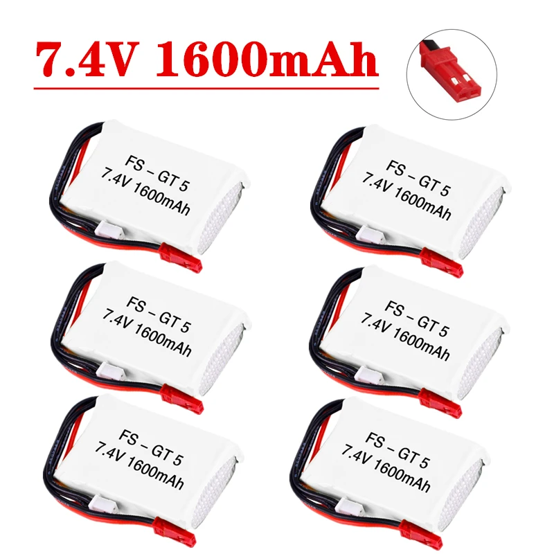 7.4V 1600mAh Lipo Battery For Flysky FS-GT5 Transmitter RC Models Parts Helicopter For MC6C MCE7 With JST Plug 7.4V Battery