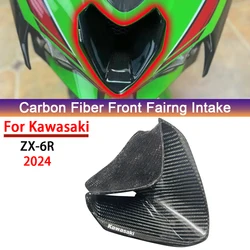 For KAWASAKI NINJA ZX-6R ZX-6RR 2024 Moto Carbon Fibre Front Fairing Air Inlet Stamping Port Shell Cover Housing Guards