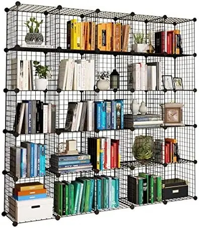 

14"x14" Wire Cube , Metal Grid Organizer, 30-Cube Modular Shelving Unit, Stackable Bookcase, Ideal for Living Room, Bedr