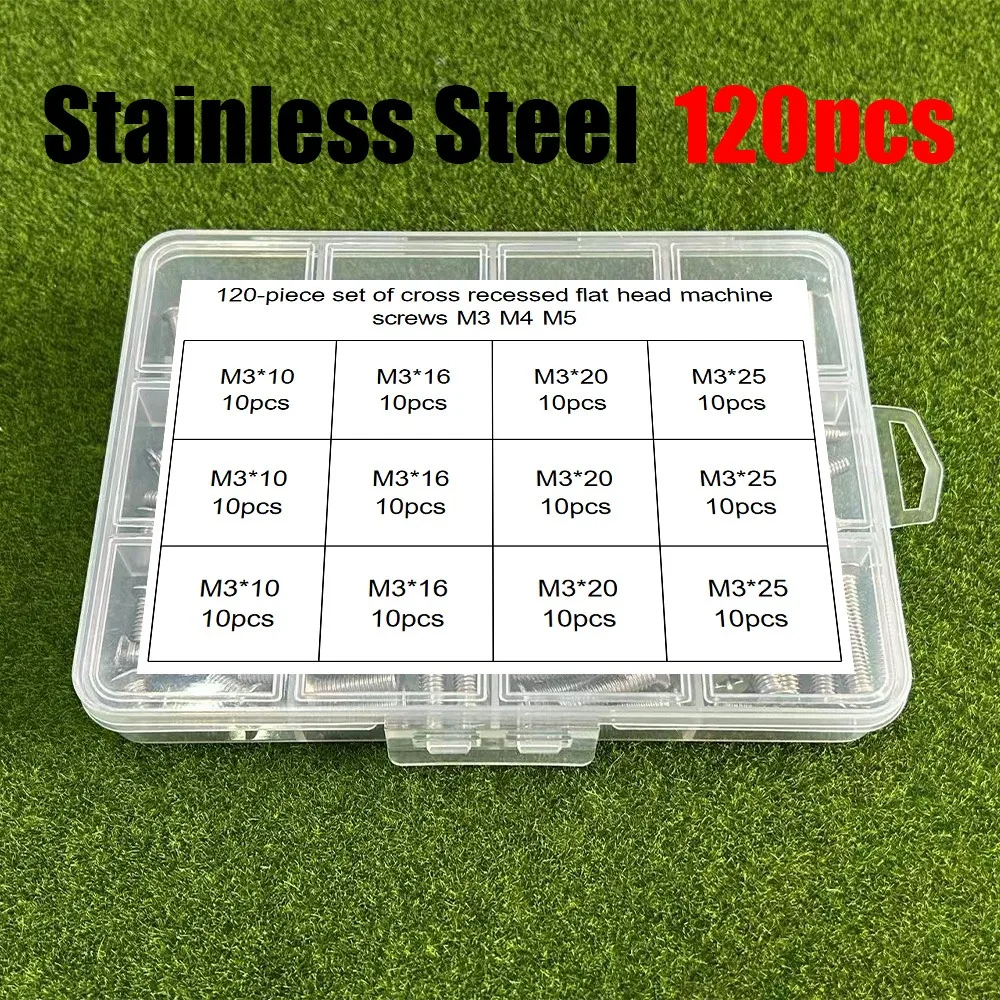 120/230 Pieces M3/M4/M5/M6 Phillips Head Countersunk Machine Screws - Stainless Steel Fully Threaded Countersunk Machine Screws