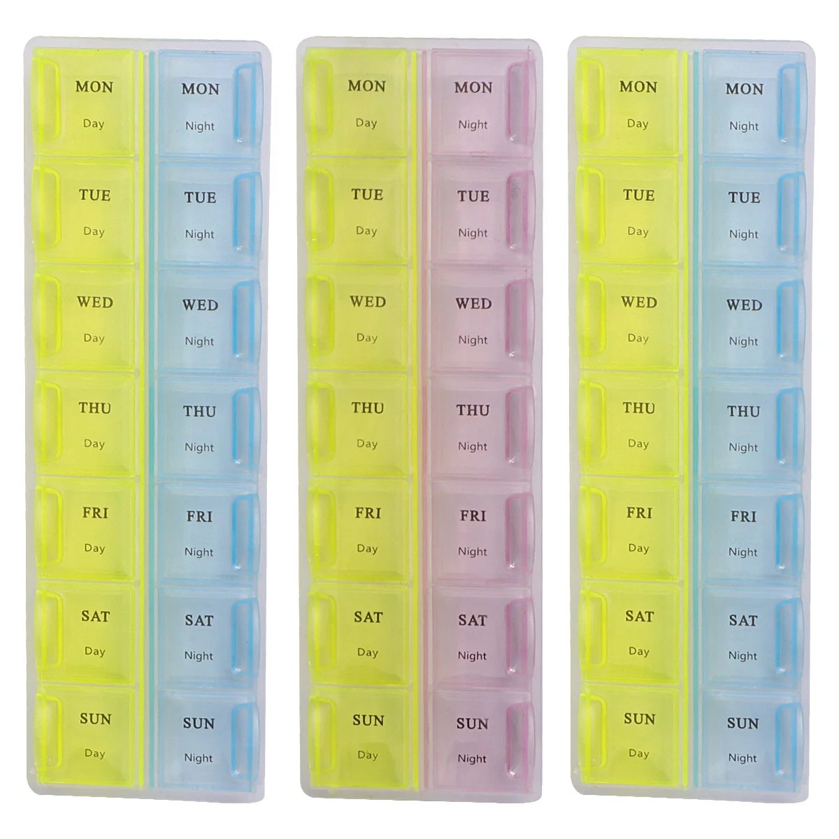 

3 Pcs Vitamin Containers 14 Box Medicine Pill Storage Holder 7 Days Organizer Blue Case